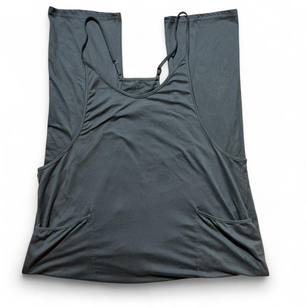 Womens Charcoal Gray Wide Leg Jumpsuit Overall Dress Pockets M
